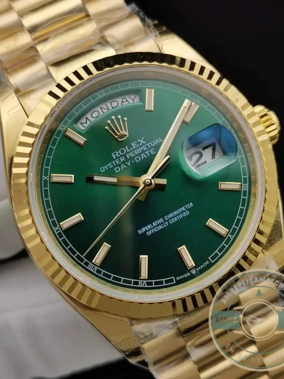 Replica Rolex Day-Date 128238 36mm Green Dial Yellow Gold - Premium Super Clone Watch