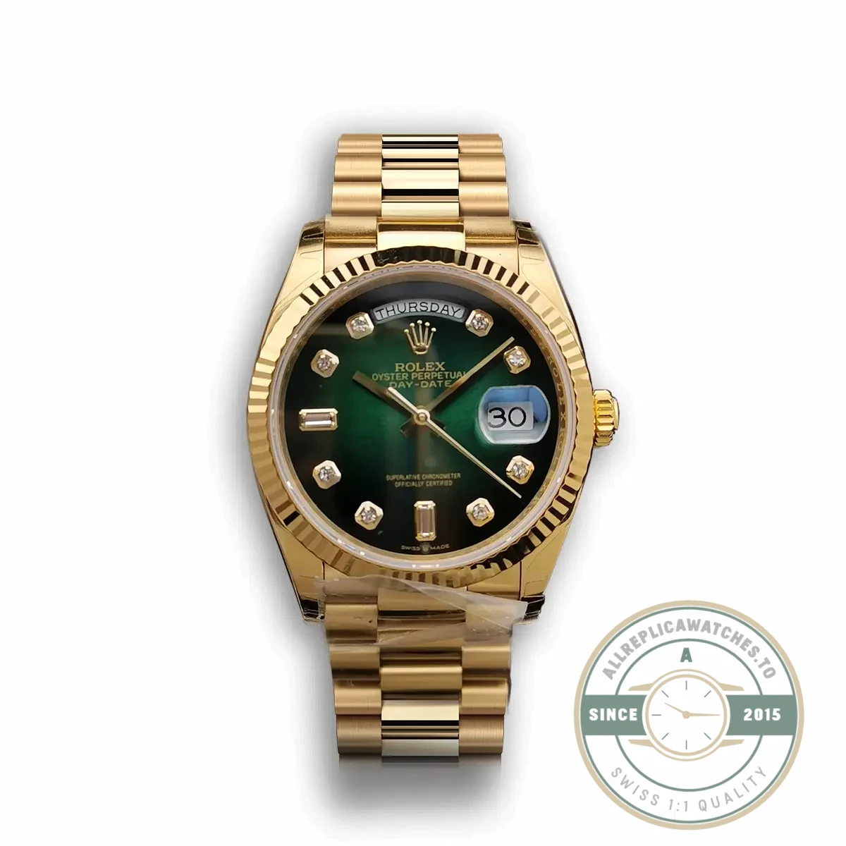 Replica Rolex Day-Date 128238 36mm Green Ombre Dial - Best Quality Replica Watch