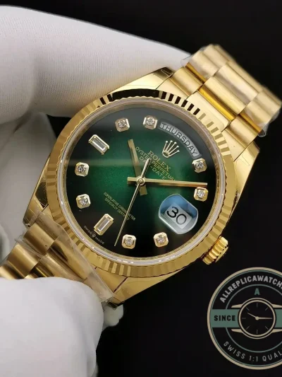 Replica Rolex Day-Date 128238 36mm Green Ombre Dial - Swiss-Made Clone Watch