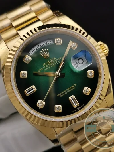 Replica Rolex Day-Date 128238 36mm Green Ombre Dial - Top-Tier Swiss Replica Watch