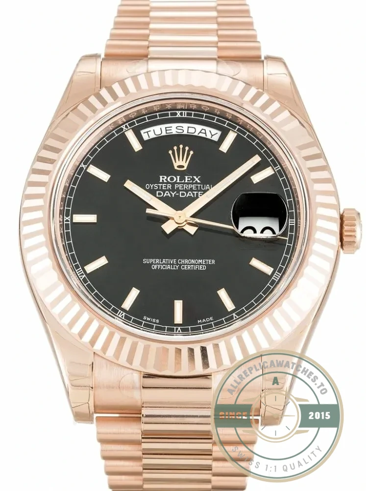 Replica Rolex Day-Date II 218235 Black Dial 41mm - Swiss Movement Replica Watch