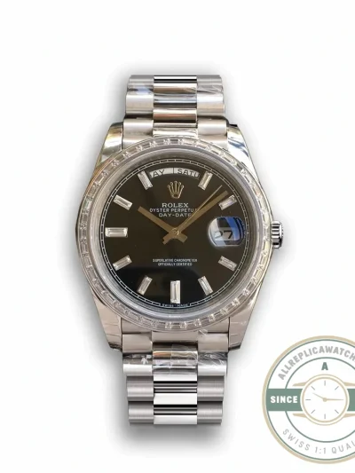 Replica Rolex Day-Date m228238 Black Dial Stainless Steel - 1:1 Swiss Replica Watch