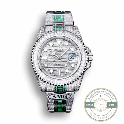 Replica Rolex GMT-Master II 40mm 116769TBR Green Diamonds Bracelet - Luxury Replica Watch