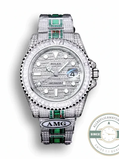 Replica Rolex GMT-Master II 40mm 116769TBR Green Diamonds Bracelet - Luxury Replica Watch