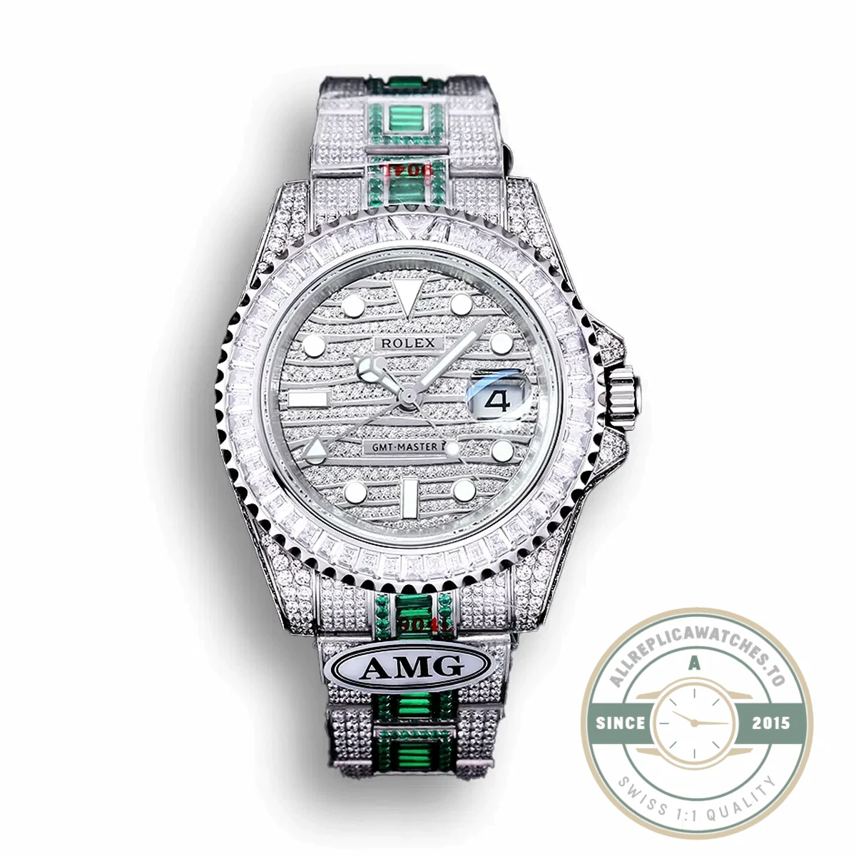 Replica Rolex GMT-Master II 40mm 116769TBR Green Diamonds Bracelet - Luxury Replica Watch