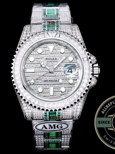 Replica Rolex GMT-Master II 40mm 116769TBR Green Diamonds Bracelet - Affordable Luxury Replica Timepiece
