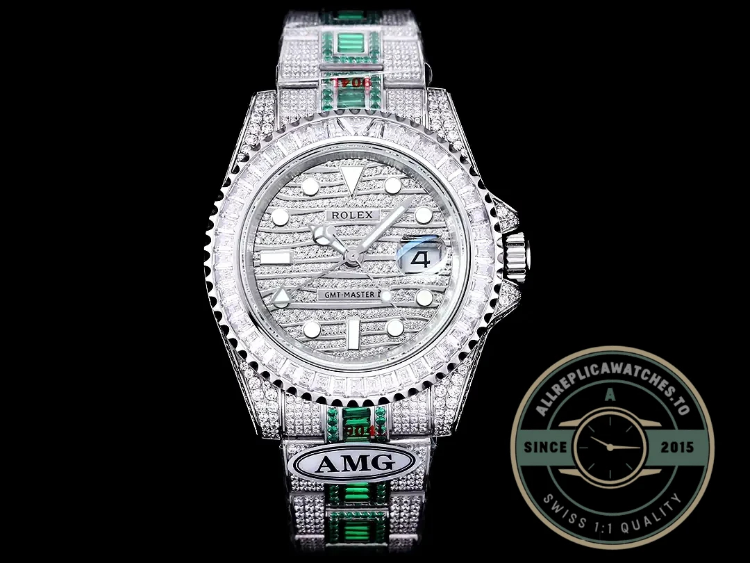 Replica Rolex GMT-Master II 40mm 116769TBR Green Diamonds Bracelet - Affordable Luxury Replica Timepiece