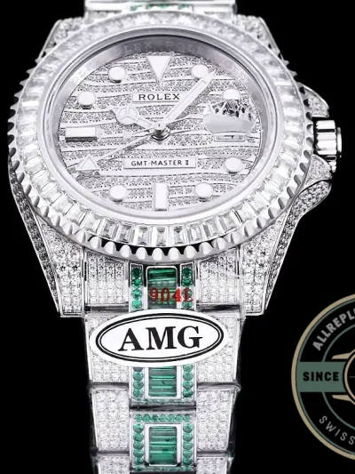 Replica Rolex GMT-Master II 40mm 116769TBR Green Diamonds Bracelet - High-Grade Replica Watch