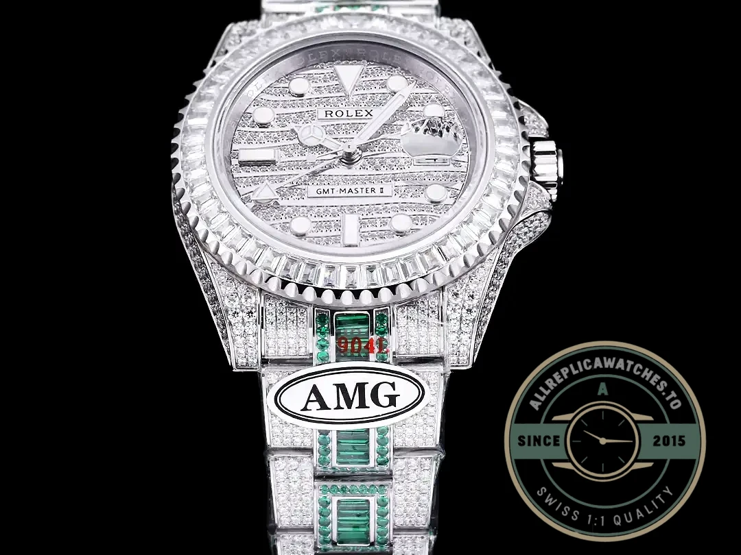 Replica Rolex GMT-Master II 40mm 116769TBR Green Diamonds Bracelet - High-Grade Replica Watch