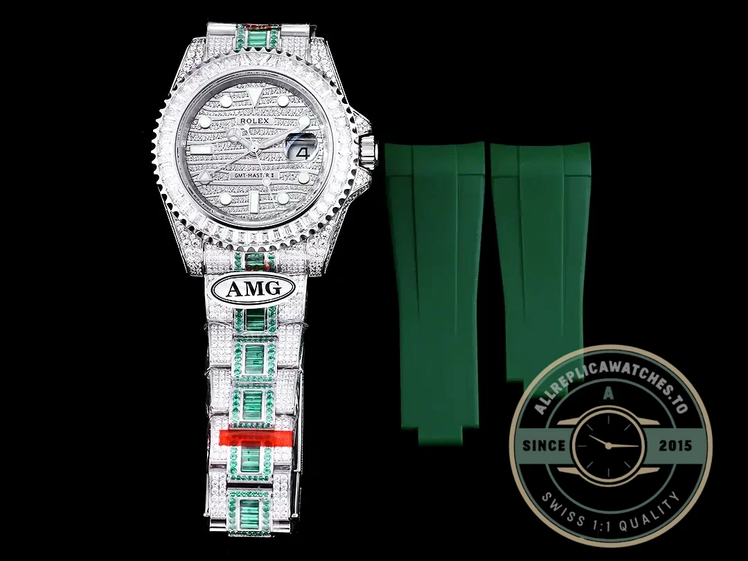 Replica Rolex GMT-Master II 40mm 116769TBR Green Diamonds Bracelet - Swiss Movement Replica Watch