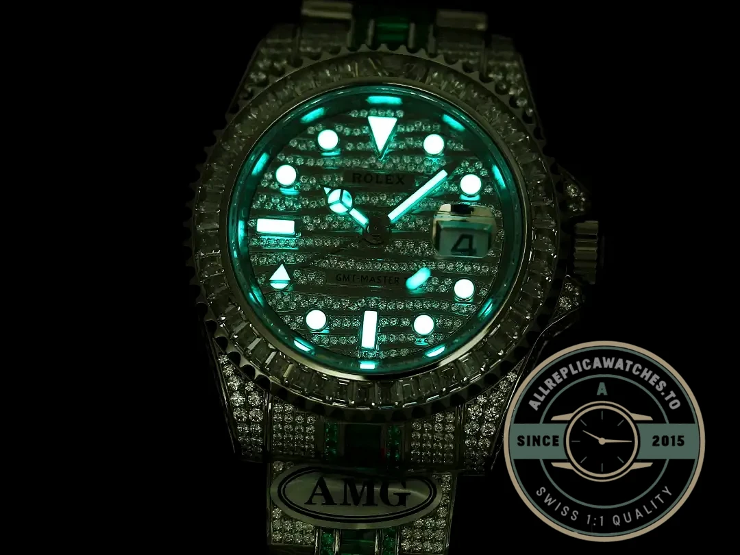 Replica Rolex GMT-Master II 40mm 116769TBR Green Diamonds Bracelet - Budget Luxury Replica Watch