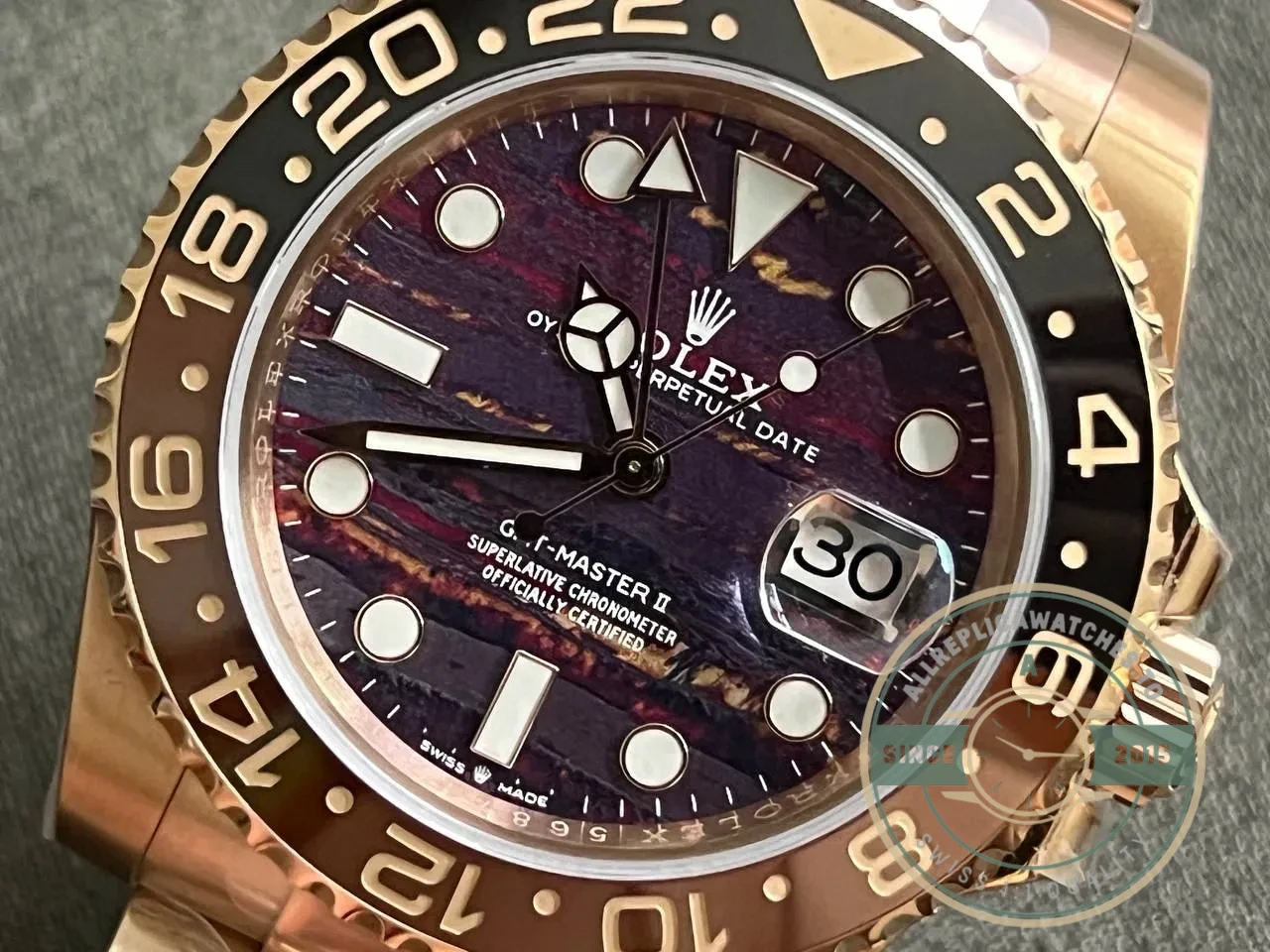 Replica Rolex GMT-Master II Tiger Iron Dial 40mm 126715CHNR - Budget Luxury Replica Watch