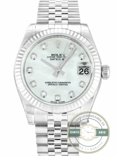 Replica Rolex Lady-Datejust 178274 31mm White Mother of Pearl Dial - Best Quality Replica Watch