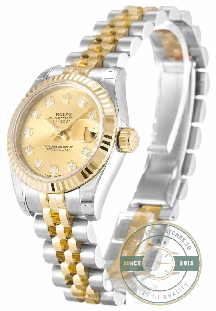 Replica Rolex Lady-Datejust 179173 26mm Champagne Dial - Budget Luxury Replica Watch
