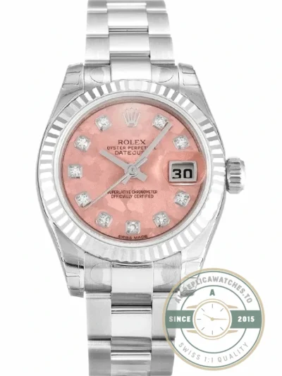 Replica Rolex Lady-Datejust 179174 26mm Gold Dust Pink Dial - Factory Super Clone Watch