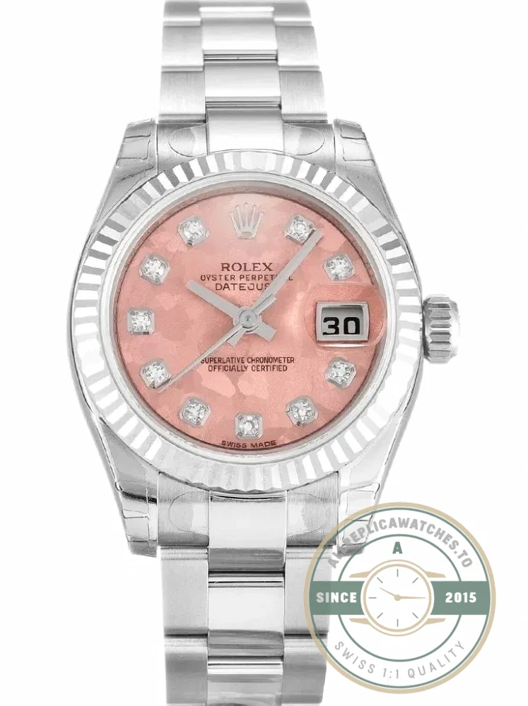 Replica Rolex Lady-Datejust 179174 26mm Gold Dust Pink Dial - Factory Super Clone Watch