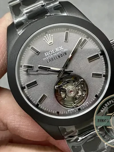 Replica Rolex Milgauss Label Noir Oyster Tourbillon 116400 - Factory Super Clone Watch