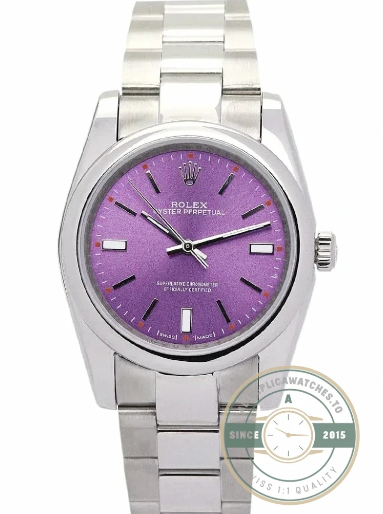 Replica Rolex Oyster Perpetual Lady 31mm Dial Purple 177200 - Swiss Movement Replica Watch