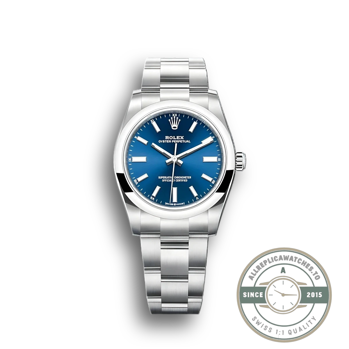 Replica Rolex Oyster Perpetual Lady 34mm Dial Blue 124200 - Best Quality Replica Watch