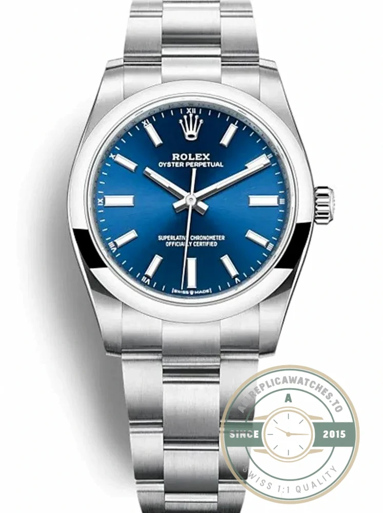 Replica Rolex Oyster Perpetual Lady 34mm Dial Blue 124200 - Affordable Super Clone Watch