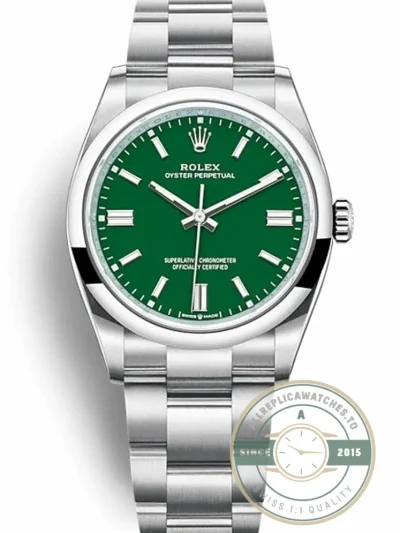 Replica Rolex Oyster Perpetual Lady 36mm Dial Green 126000 - Best Quality Replica Watch