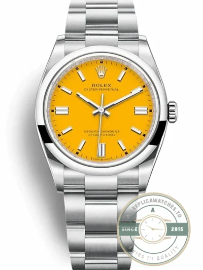 Replica Rolex Oyster Perpetual Lady 36mm Dial Yellow 126000 - Budget Luxury Replica Watch