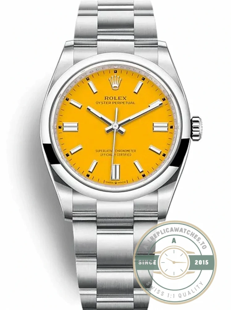 Replica Rolex Oyster Perpetual Lady 36mm Dial Yellow 126000 - Budget Luxury Replica Watch