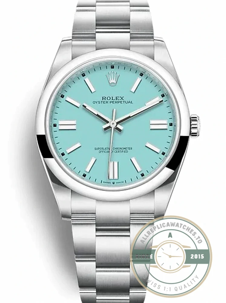 Replica Rolex Oyster Perpetual Lady 41mm Dial Turquoise Blue 124300 - Budget Luxury Replica Watch