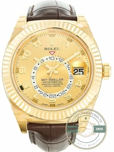 Replica Rolex Sky-Dweller 326138 42mm Gold Dial - Best Quality Replica Watch