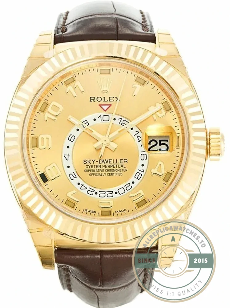 Replica Rolex Sky-Dweller 326138 42mm Gold Dial - Best Quality Replica Watch