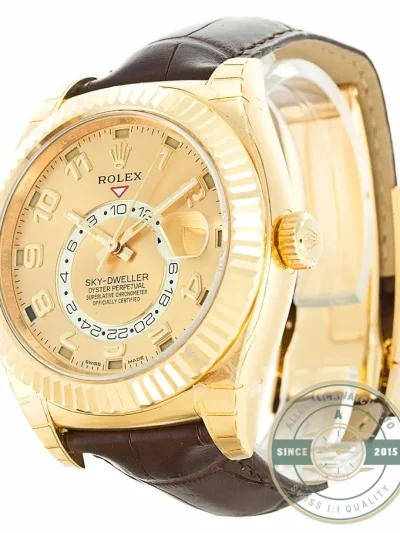 Replica Rolex Sky-Dweller 326138 42mm Gold Dial - Factory Super Clone Watch