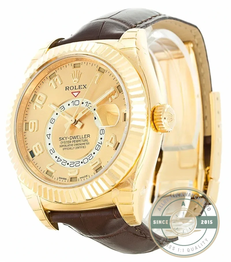 Replica Rolex Sky-Dweller 326138 42mm Gold Dial - Factory Super Clone Watch