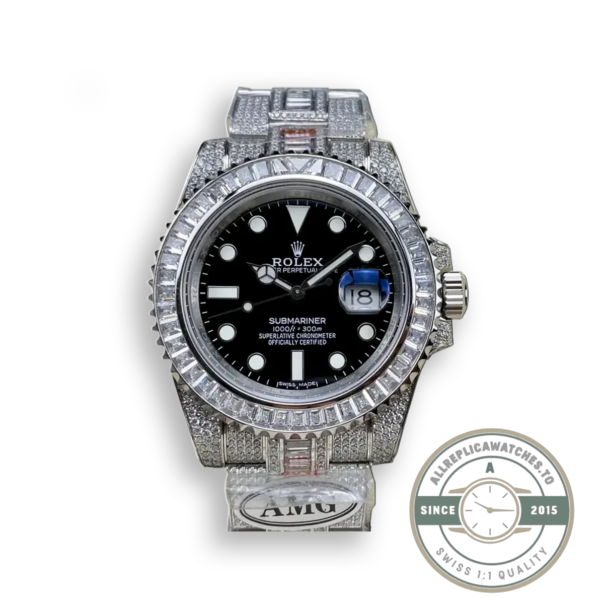 Replica Rolex Submariner Iced Out 116610LN-1 41mm Black Dial - Premium Super Clone Watch