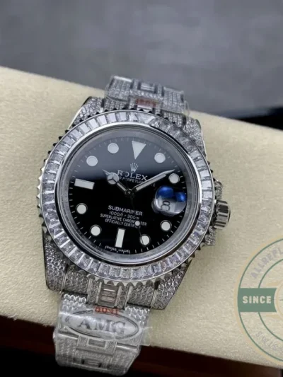 Replica Rolex Submariner Iced Out 116610LN-1 41mm Black Dial - Top-Tier Swiss Replica Watch