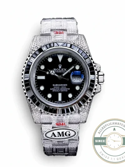 Replica Rolex Submariner Iced Out 116610LN 40mm Black Diamond Bezel - Swiss-Made Clone Watch
