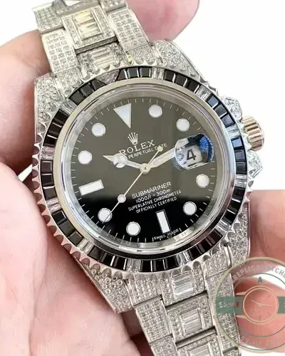 Replica Rolex Submariner Iced Out 116610LN 40mm Black Diamond Bezel - Best Quality Replica Watch