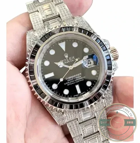 Replica Rolex Submariner Iced Out 116610LN 40mm Black Diamond Bezel - Best Quality Replica Watch