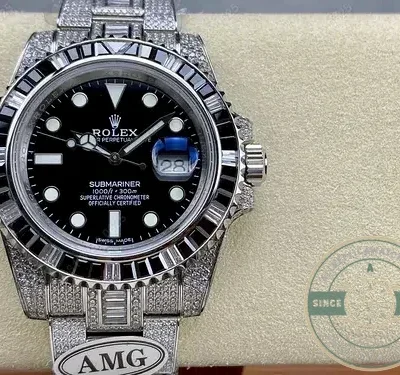 Replica Rolex Submariner Iced Out 116610LN 40mm Black Diamond Bezel - Budget Luxury Replica Watch