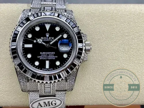 Replica Rolex Submariner Iced Out 116610LN 40mm Black Diamond Bezel - Budget Luxury Replica Watch