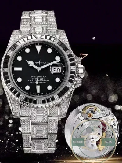 Replica Rolex Submariner Iced Out 116610LN 40mm Black Diamond Bezel - Affordable Luxury Replica Timepiece
