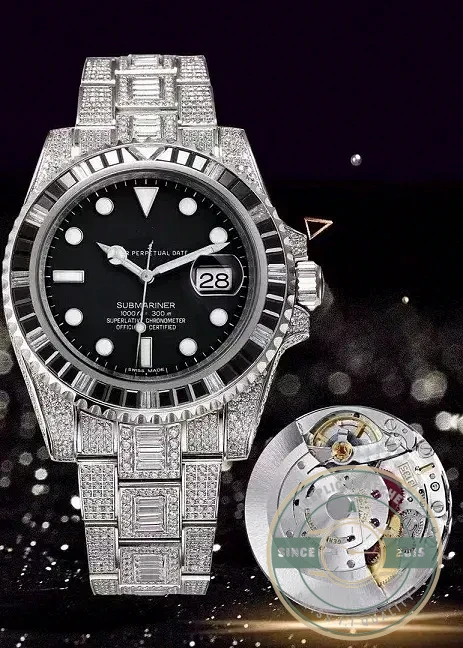 Replica Rolex Submariner Iced Out 116610LN 40mm Black Diamond Bezel - Affordable Luxury Replica Timepiece