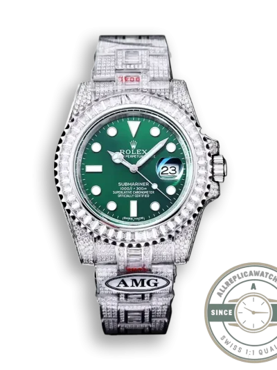 Replica Rolex Submariner Iced Out 116610LV-3 41mm Green Dial - Premium Super Clone Watch