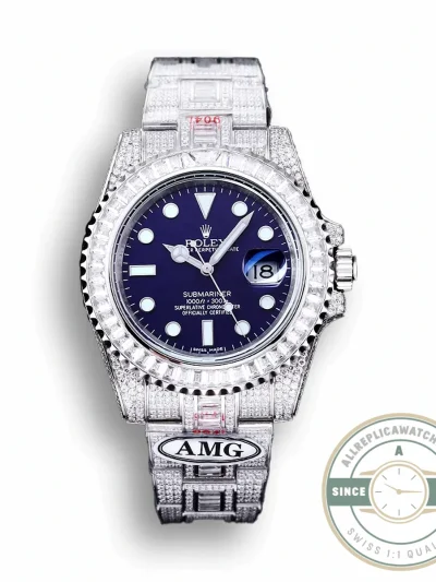 Replica Rolex Submariner Iced Out 116619LB Clear Diamonds Bezel - Swiss Movement Replica Watch