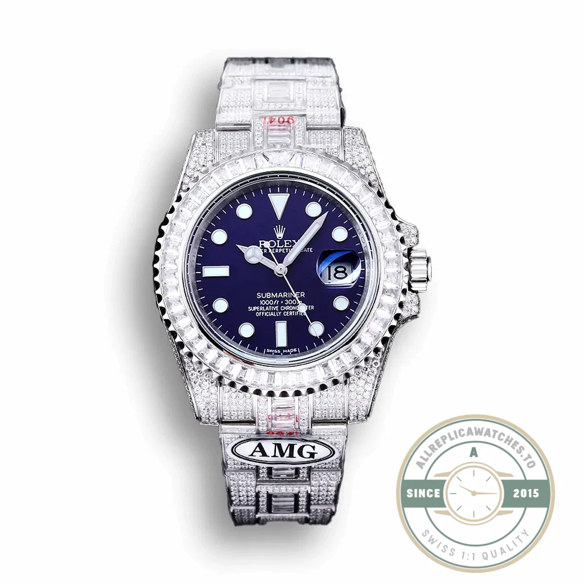 Replica Rolex Submariner Iced Out 116619LB Clear Diamonds Bezel - Swiss Movement Replica Watch