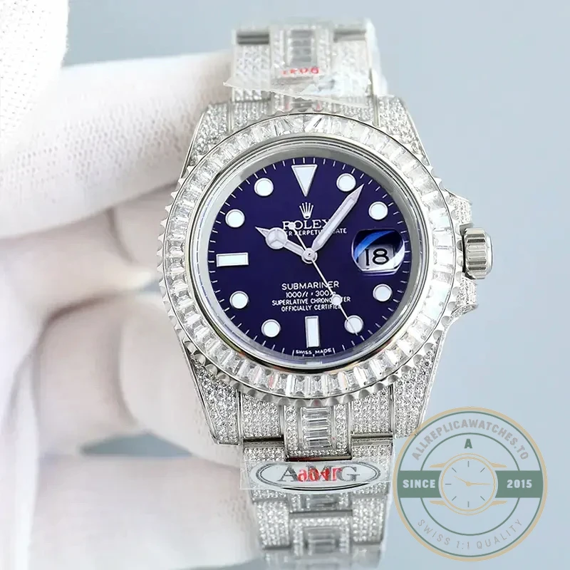 Replica Rolex Submariner Iced Out 116619LB Clear Diamonds Bezel - 1:1 Swiss Replica Watch