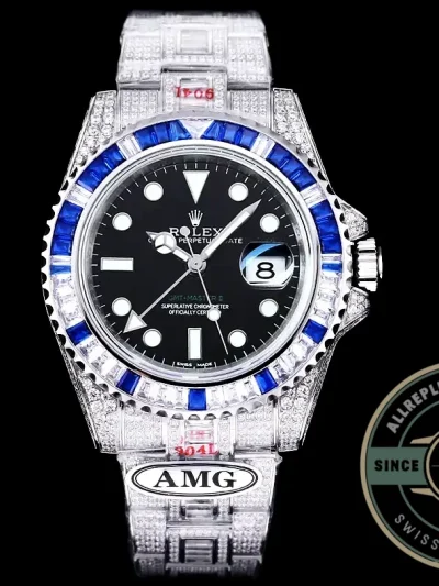 Replica Rolex Submariner Iced Out 126710BLNR Black Dial - Premium Super Clone Watch