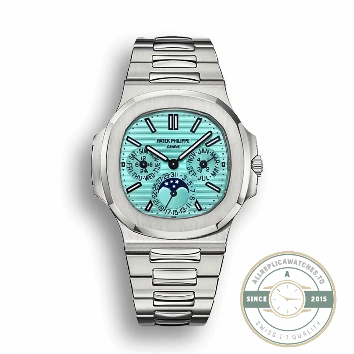 Replica Tiffany Nautilus 5740/1G Patek Philippe Perpetual Calendar 40 mm, White - Top-Tier Swiss Replica Watch