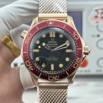 Subdued matte flanks on the Omega Seamaster superclone where polished steel would catch light