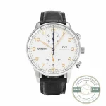 Replica IWC Portugieser Chronograph IW371445 with black dial and silver Arabic numerals