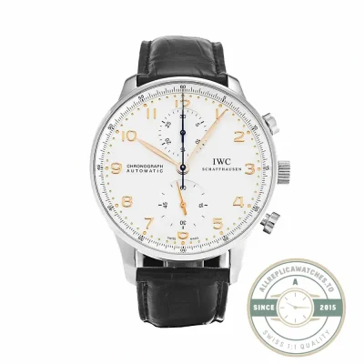 Replica IWC Portugieser Chronograph IW371445 with black dial and silver Arabic numerals